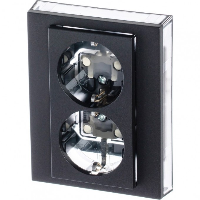 Механизм двойной розетки ABB LEVIT EPJ антрацит/дымчатый 2CHH223457C6063